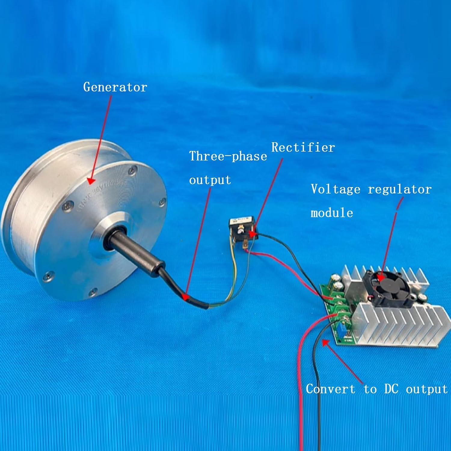 1-250W Outer Rotor 3-Phase AC Wind Turbine Generator, 1-36V DIY Low-Speed All-Aluminum Alloy with Voltage Regulator & Rectifier for Renewable Energy Solutions