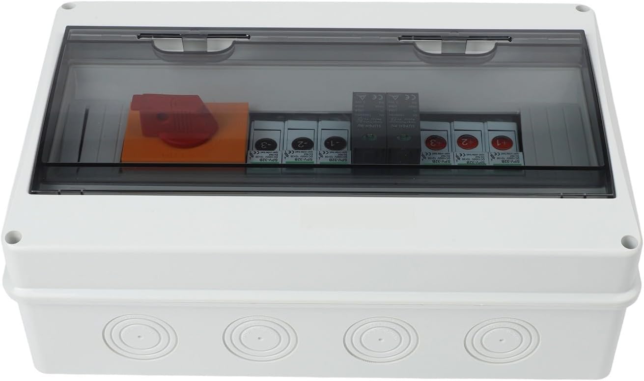 1000V 3 in 1 Out PV Combiner Box for 3 String Solar Photovoltaic Array, IP65 Waterproof Solar Power Accessory with DC MCB, Fuses and Isolating Switch for Residential Rooftop PV Systems