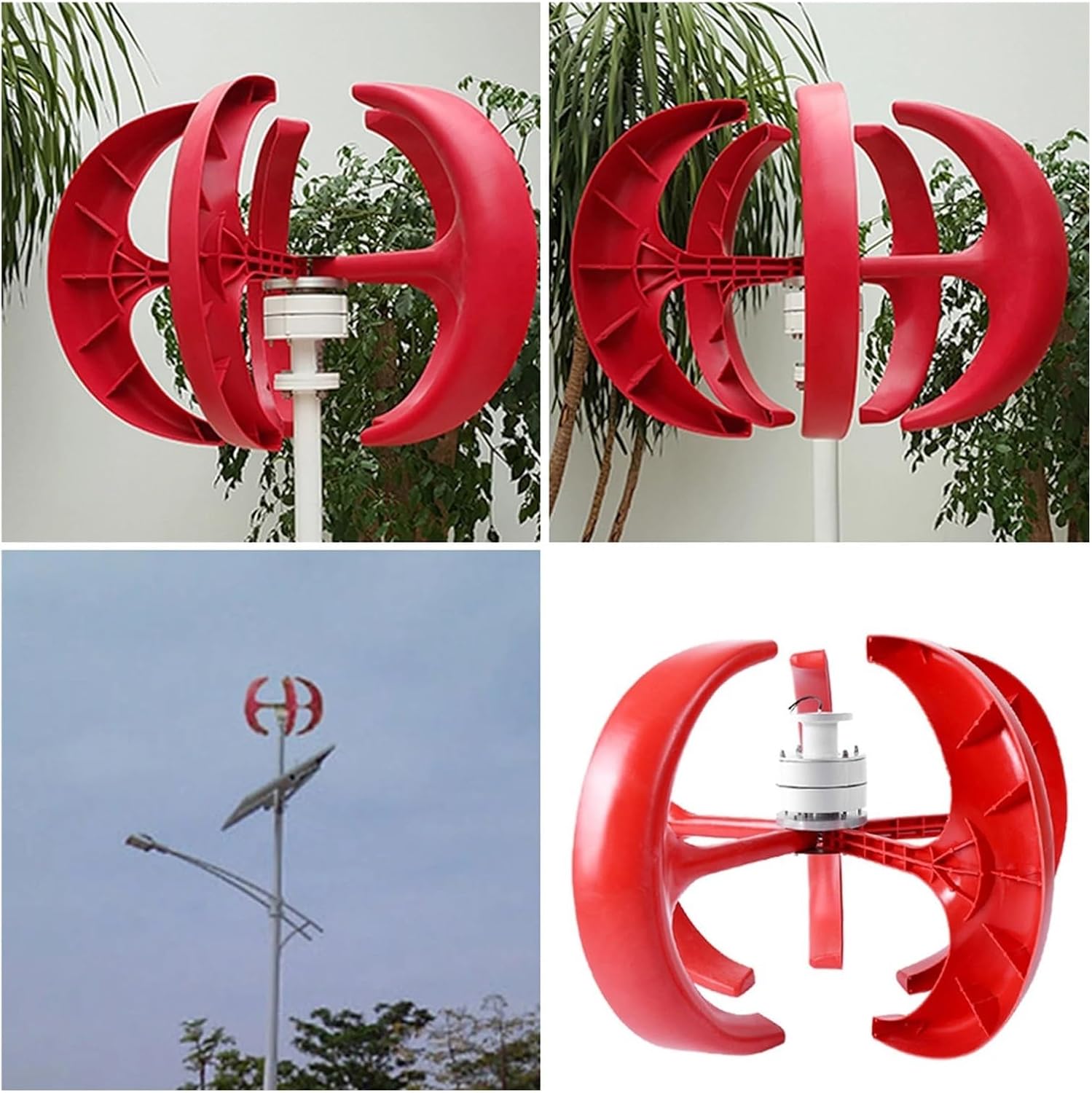 Vertical Axis Wind Turbine 5 Blade 600W DC12V Wind Turbine Vertical Wind Generator Kit Electricity Producer Equipment White Industrial Energy(White)