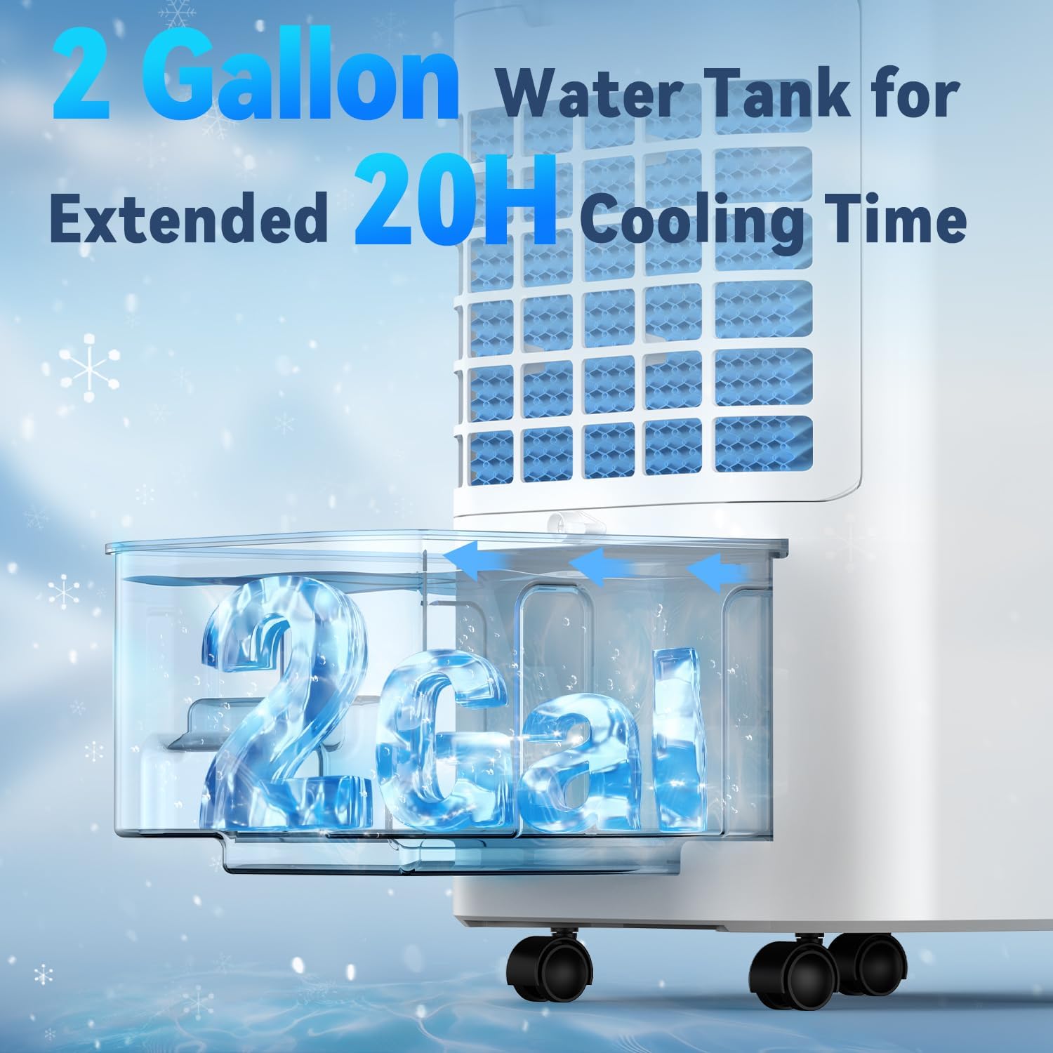 FANCOLE Windowless Portable Air Conditioners with 4Modes & 3Speeds, 15H Timer for Smart Auto-off, 2Gal Tank for 20H Cooling, Evaporative Air Cooler 17 FT Remote, 120° Swing Swamp Cooler No Hose Needed