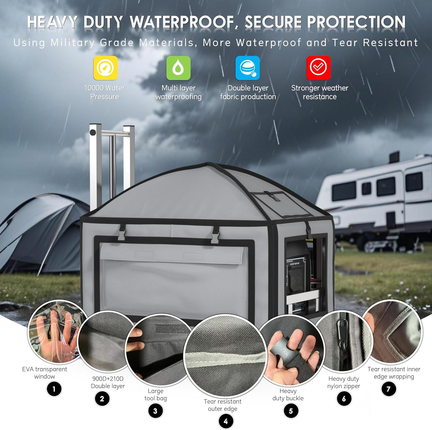 Generator Covers While Running, (23.2X14.1X19.6inches), Portable GeneratorCover with Cart, for HD-iPower-Champion1000w-2500w Portable Generators,900D Covers +201heavy-duty stainless steel Cart.