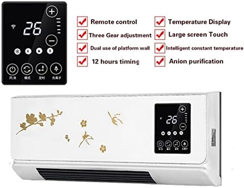Space Heater 2000W Wall Mounted Air Cooler Conditioner Heater Fan Heating Cooling Room Bathroom Waterproof Remote Timing Air Conditioning Fan Electric Heaters