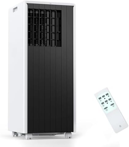 8000 BTU Portable Air Conditioner, Portable AC Unit with Fan & Dehumidifier, Air Conditioner Portable for Rooms Up to 350 Sq Ft, Remote Control, 24H Timer for Bedroom, Office, Apartment, Black & White