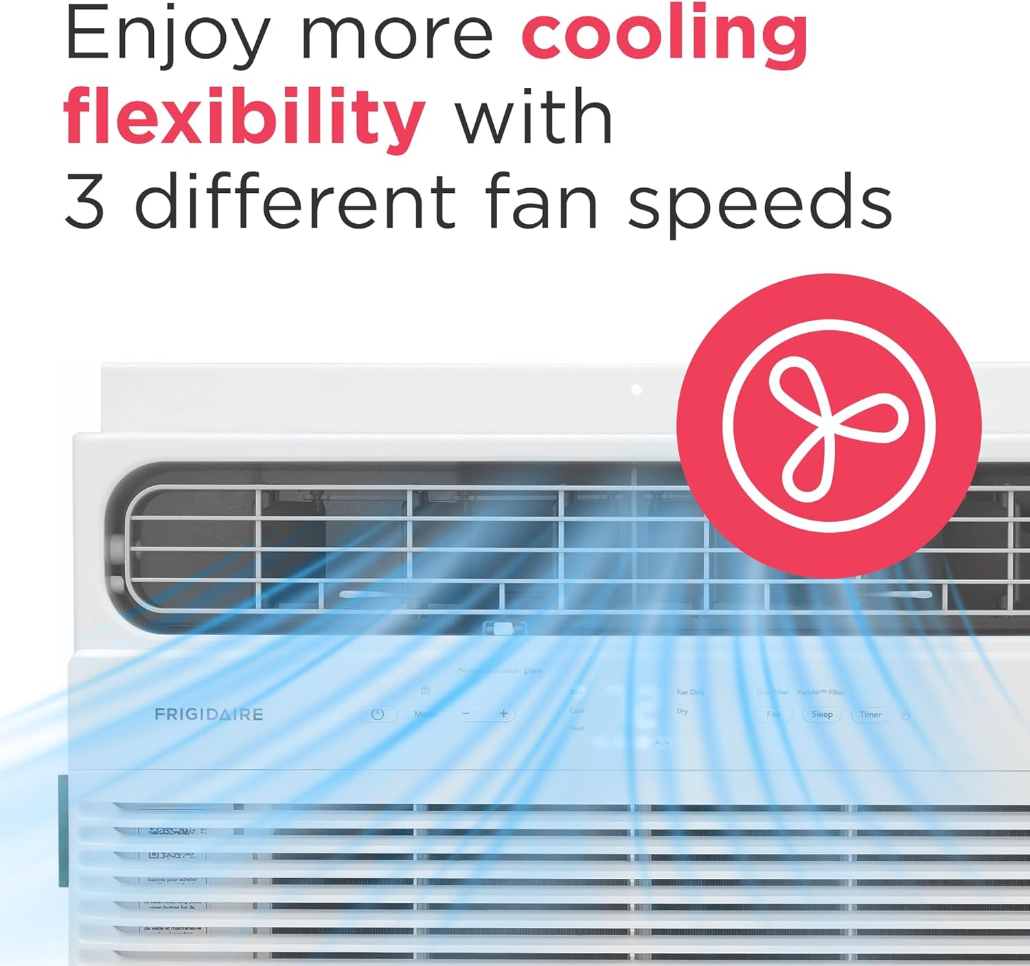 Frigidaire 8,000 BTU Window Air Conditioner with Supplemental Heat, Cools & Heats Up to 350 Sq. Ft., Remote Control, Quiet Operation, Eco Mode, 3 Fan Speeds, White