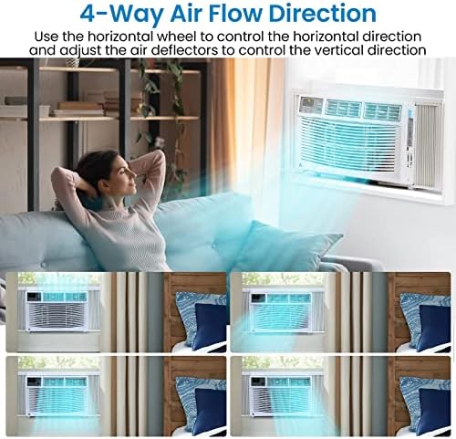 8000 BTU Window Air Conditioner with WiFi, Window AC Unit Cools Up to 350 Sq. Ft., Energy Saving with Remote & App Control & Timer Function, Perfect for Small Rooms, Living Room, Office