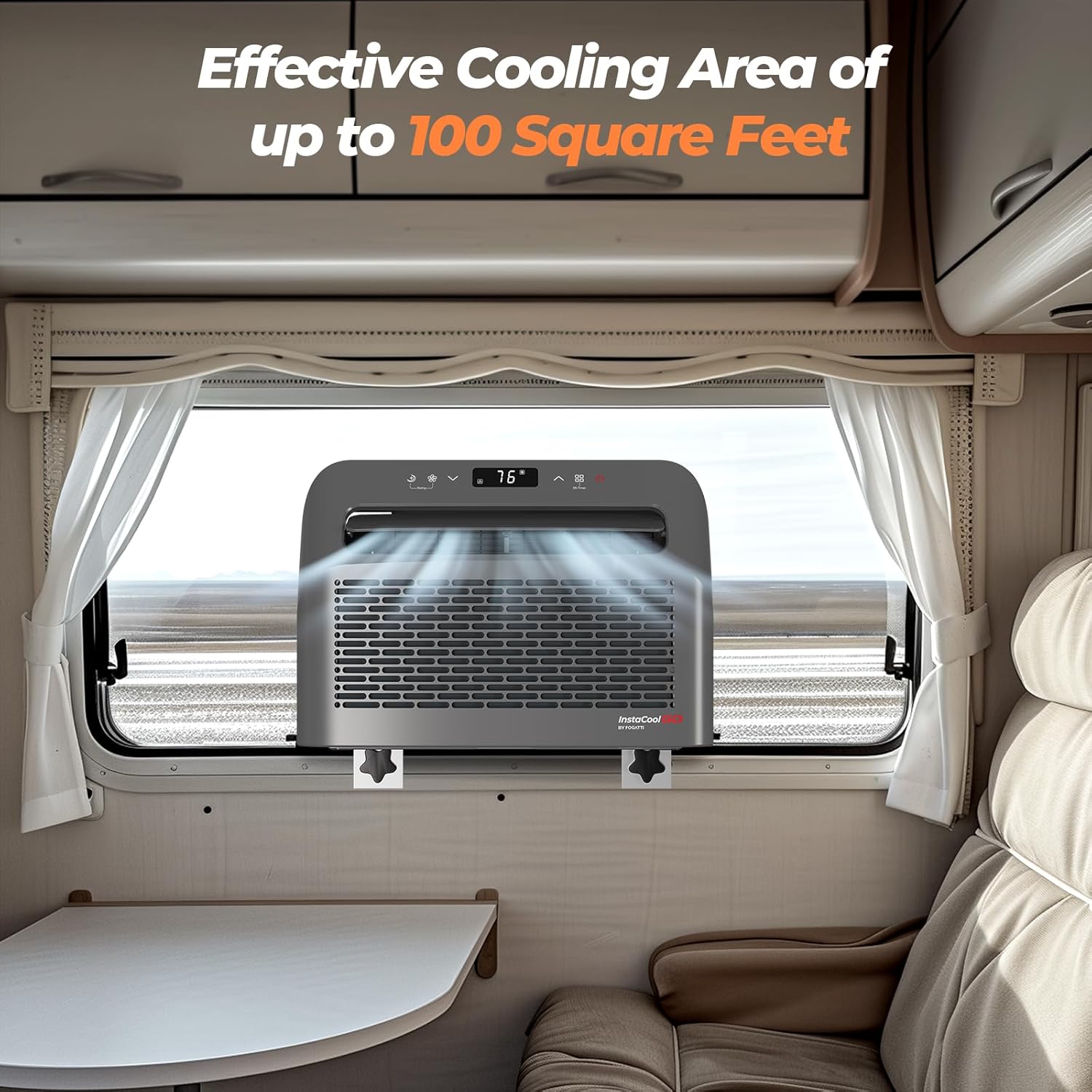 FOGATTI Windows air conditioner for RV, 6500 BTU Cools, Ideal for 120Sq.ft Small Rooms, 4-in-1 Remote Control Window AC Unit Fast Cooling, included Window Installation Kits