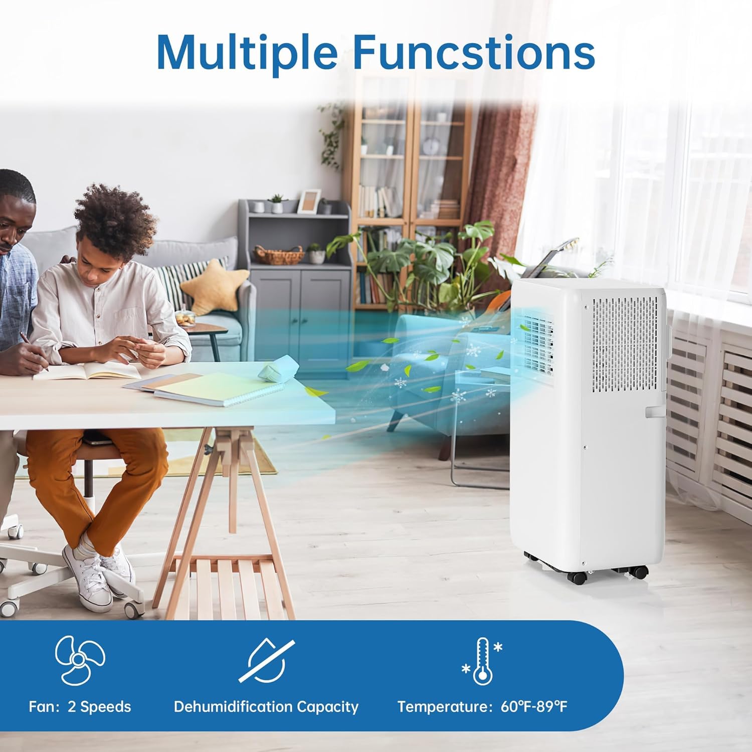 10000 BTU Portable Air Conditioners With Remote Control, 3-In-1 Free Standing Cooling AC Unit With Fan & Dehumidifier, Cools Room Up to 700 Sq.Ft, Smart/Sleep Mode,3 Speed,Auto Swing,24H Timer