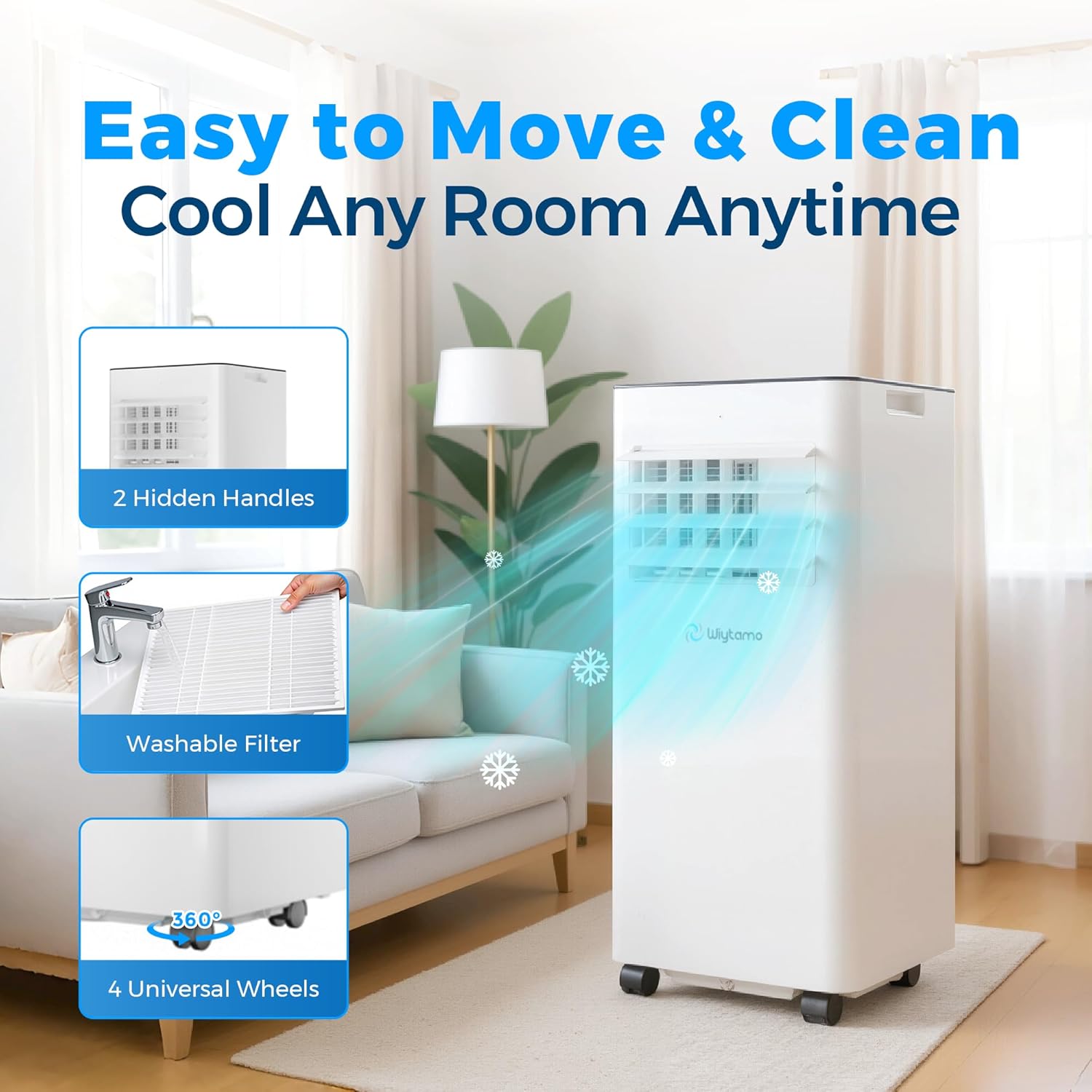 10,000 BTU Portable Air Conditioners with WiFi, 3-in-1 Air Conditioner for Room&Garage– Portable AC Unit with Cool, Dehumidifier&Fan, with Remote/Sleep Mode/Child Lock/24 Hrs Timer/Self Evaporation