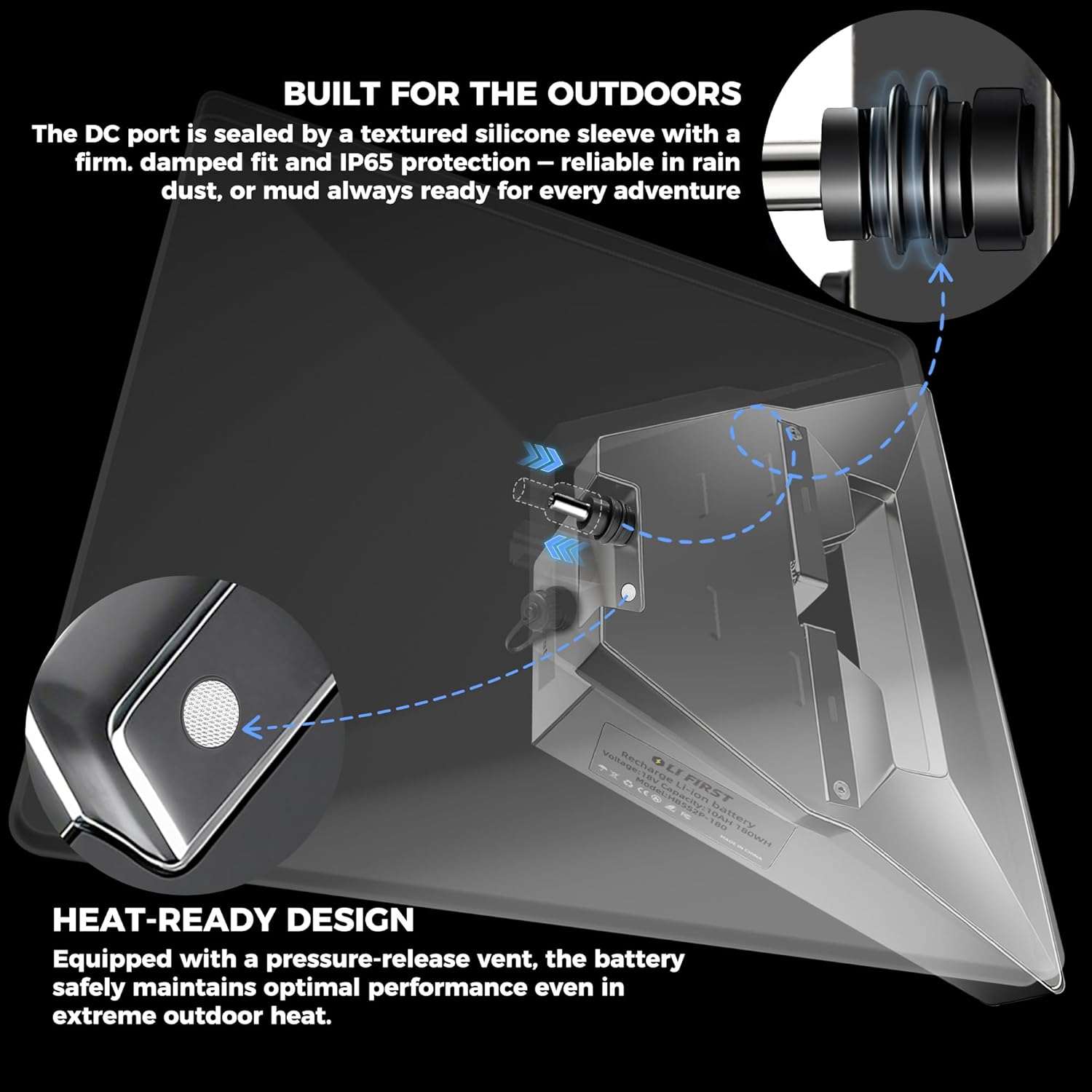 LiFirst® Starlink Mini Battery, 180Wh Portable Backup Power Supply with Up to 8–9 Hours Runtime, Supports Solar Charging (Grey, 180Wh)