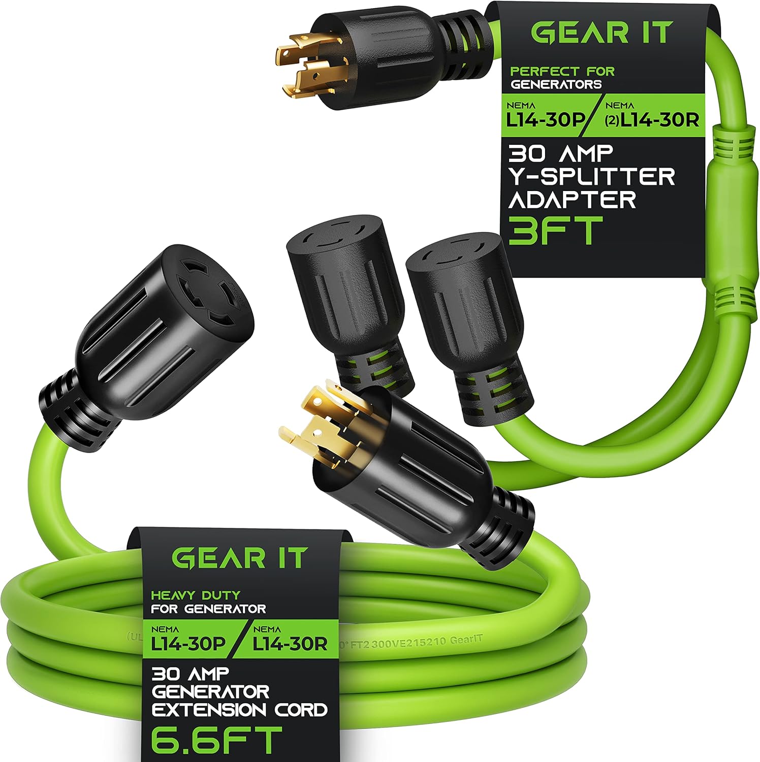 GearIT 30A Generator Cord (6ft) and 30A Y Splitter (3ft)