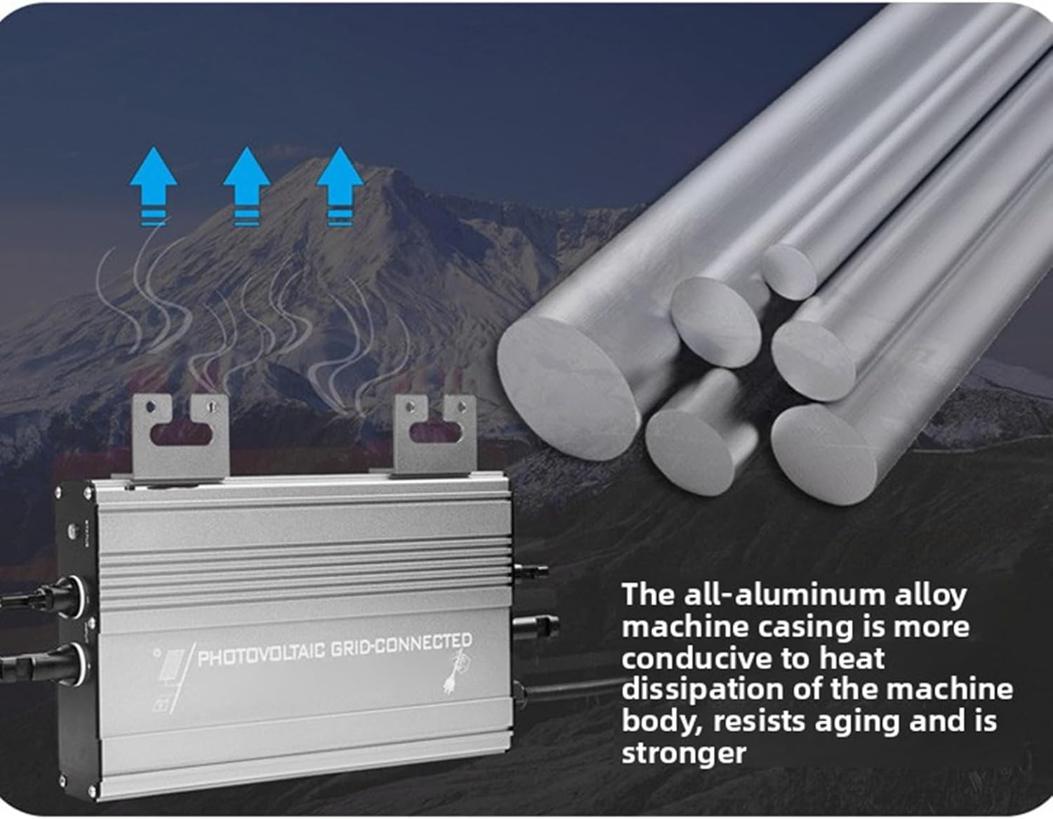 Solar Grid Tie Inverter, Home Energy Monitor, Pure Sine Wave Power Inverter, 1200Wp 50Hz-60Hz, Wireless WiFi Connectivity, Black