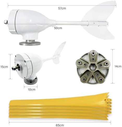800W Wind Turbine Generator Kit - 12V/24V/48V with MPPT Controller, 5 Yellow Blades, Pure Copper Core, Ideal for Outdoor Power Generation, Efficient Windmill System