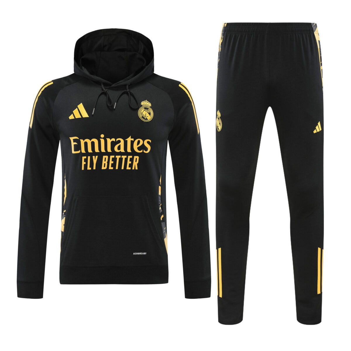 Conjunto manga larga Real Madrid negro y amarillo - NewNow