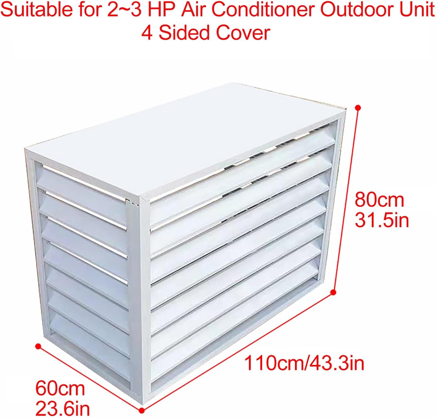 Ac Covers for Outside Air Conditioner Cover Fence Ac Unit Cover Metal, Noise Reduction, for Outdoor Hide and Privacy Bianco 4 Sides for 2~3