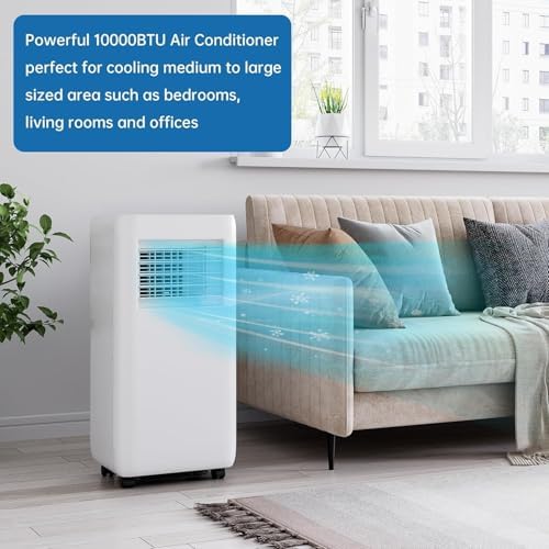 Versatile 3-in-1 10,000 BTU Portable Air Conditioner, Portable AC Units for Rooms with Dehumidifier & Fan, Room Air Conditioner Cools Up to 450 Sq. Ft, Sleep Mode, Remote, Timer, White
