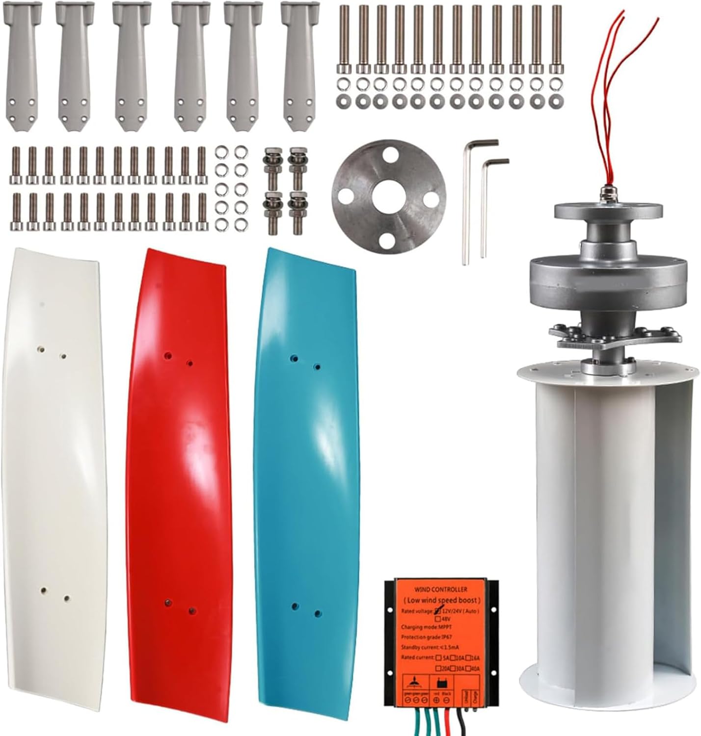 Efficient 10000W Wind Turbine Generator Kit, 12V/24V/48V, 3-Blade Design with Controller, Ideal for Home, Farm, RVs & Boats - Low Start Speed of 3m/s