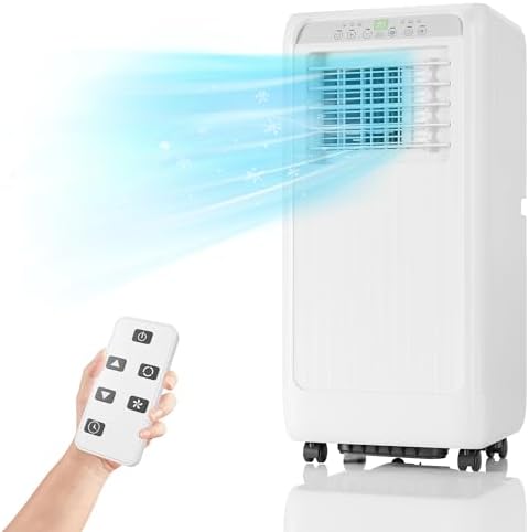 Garvee 8000 BTU Portable Air Conditioners, 3 in-1 Portable AC with 24H Timer & Remote Control, Dehumidifier, and Fan Mode, White