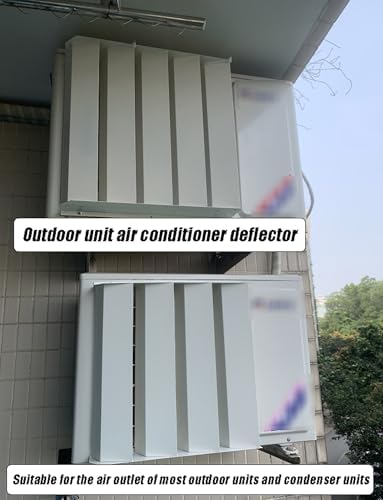 Air Conditioner Outdoor Unit Cover Bracket Air Deflector Grilles, Air Outlet 45 Degrees Angle Condenser Defender Grilles, Galvanized Seel Shutter Deflector