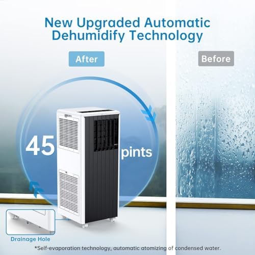 Portable Air Conditioner, 8000 BTU Portable AC/Air Conditioner with Remote Control, Compact Indoor AC Unit with 3 Modes and 24 Hour Timer, for Home Office Dorm Black