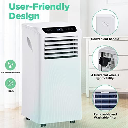 8,000 BTU Portable Air Conditioner with Remote Control and Window Installation Kit , 3-in-1 AC Unit with Fan & Dehumidifier Cools up to 350 sq. ft Floor Air Conditioner for Room, Office, Dorm, Bedroom