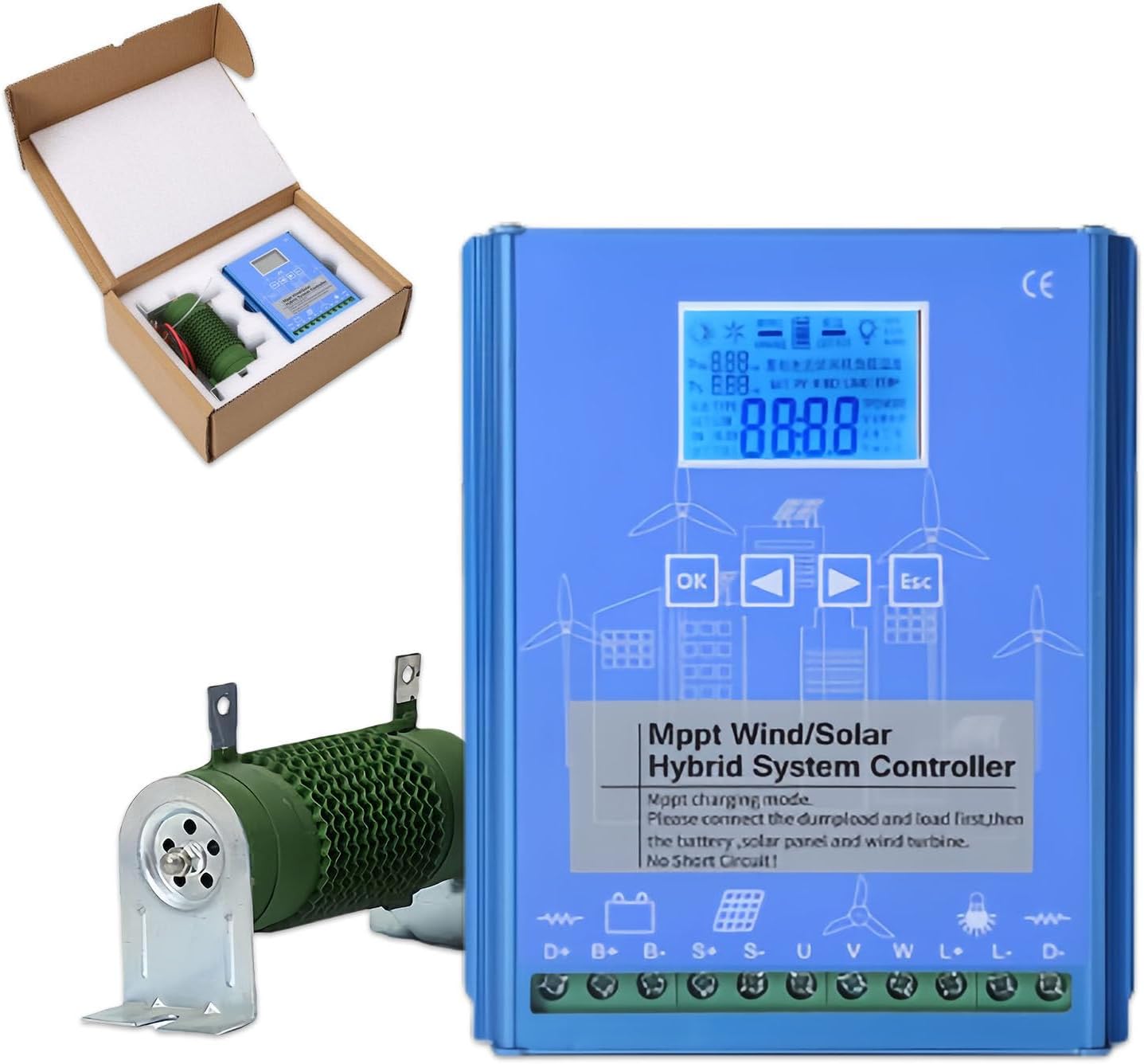 13000w Wind Solar Hybrid Charge Controller, 12v/24v/48v Automatic Detection Mppt Boost Controller, Wind Turbines Photovoltaic Off Grid, for Lead-Acid/Lithium Batteries 24V-13000W