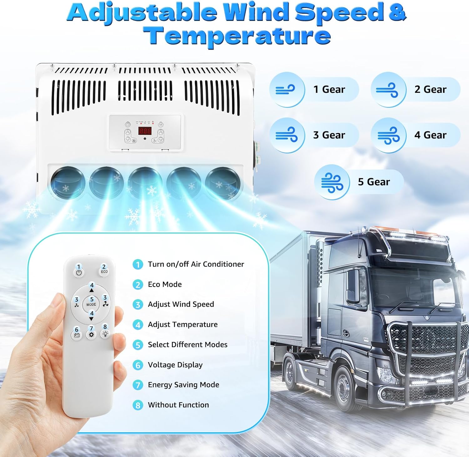 12V 11000 BTU Mini Split Air Conditioner Kit with Controller 2200-2400W Cooling Capacity Mini Split AC System for Trucks, Caravans, RVs, 8828.68-15891.6ft³/h Air Volume, Only Cooling