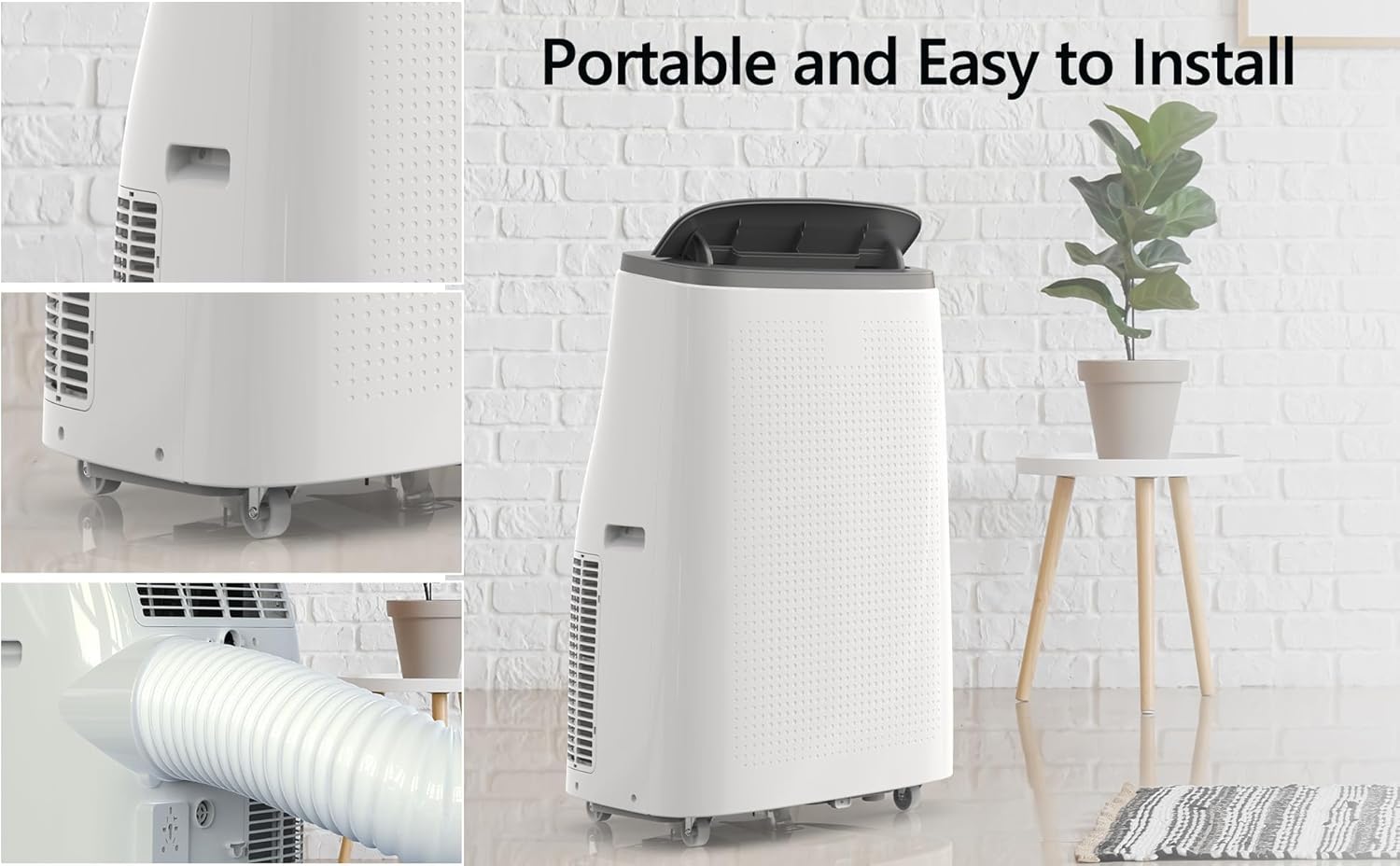 14,000 BTU Portable Air Conditioner with Dual Motor Fast Cooling, AC/Dehumidifier/Fan, Cools Up to 700 Sq Ft, 50 DB Quiet Sleep Mode, Remote & 24-Hour Timer,360° Mobility