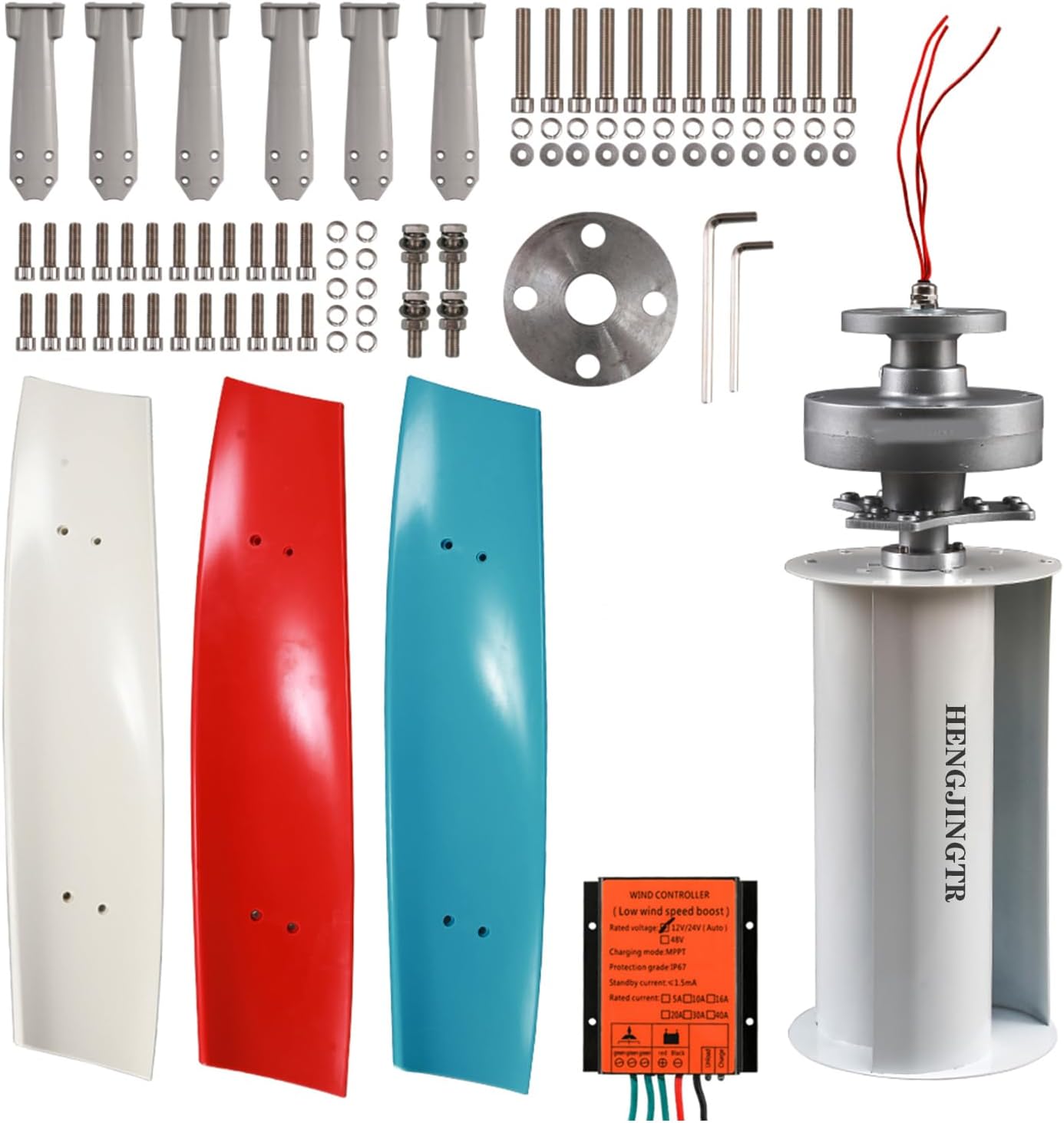 12000W 12V Wind Turbine Kit, 3-Blade Wind Power Generator with MPPT Controller, Adjustable Windward Direction & 2.5m/s Start Wind Speed, Suitable for Home, Farm, RVs, Boats