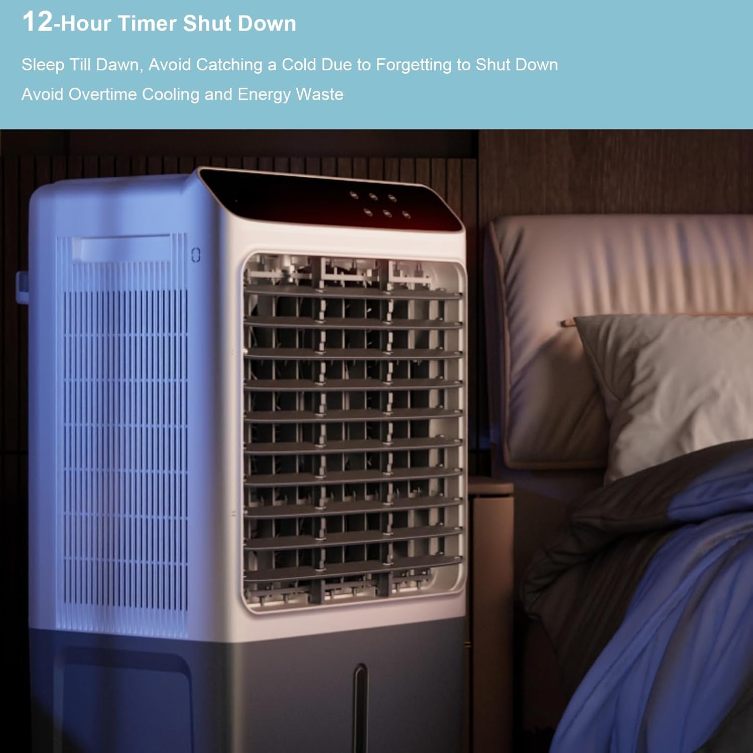 Indoor Windowless Air Conditioner, Swamp Cooler Fan and Humidifier with 7Gal Tank, Remote, 4 Ice Packs, 3 Speeds, 3 Modes, 12H Timer, Evaporative Cooler for Room Indoors(87cm/17in)