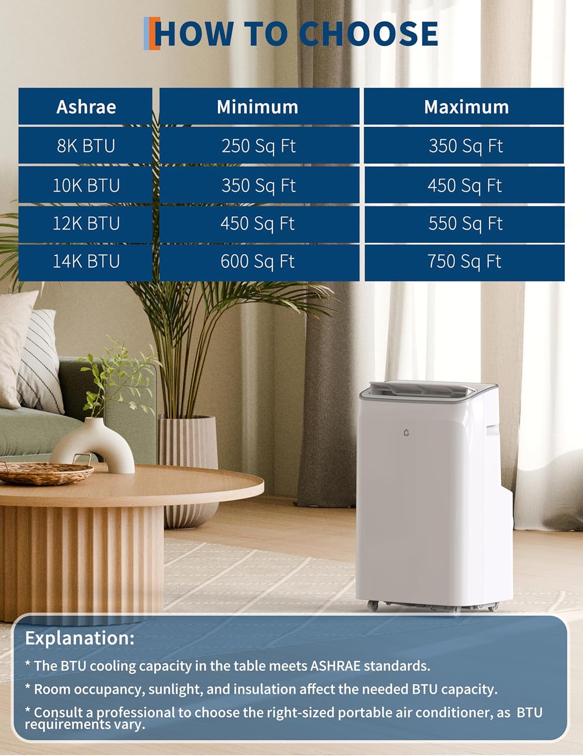Portable Air Conditioner 12000 BTU - Dehumidifier & Fan – Cooling Up to 450-550 Sq.Ft, Remote Control Portable AC (ASHRAE) Window Installation Kit, Quiet for Bedroom Home (12000 BTU COLOR-2)