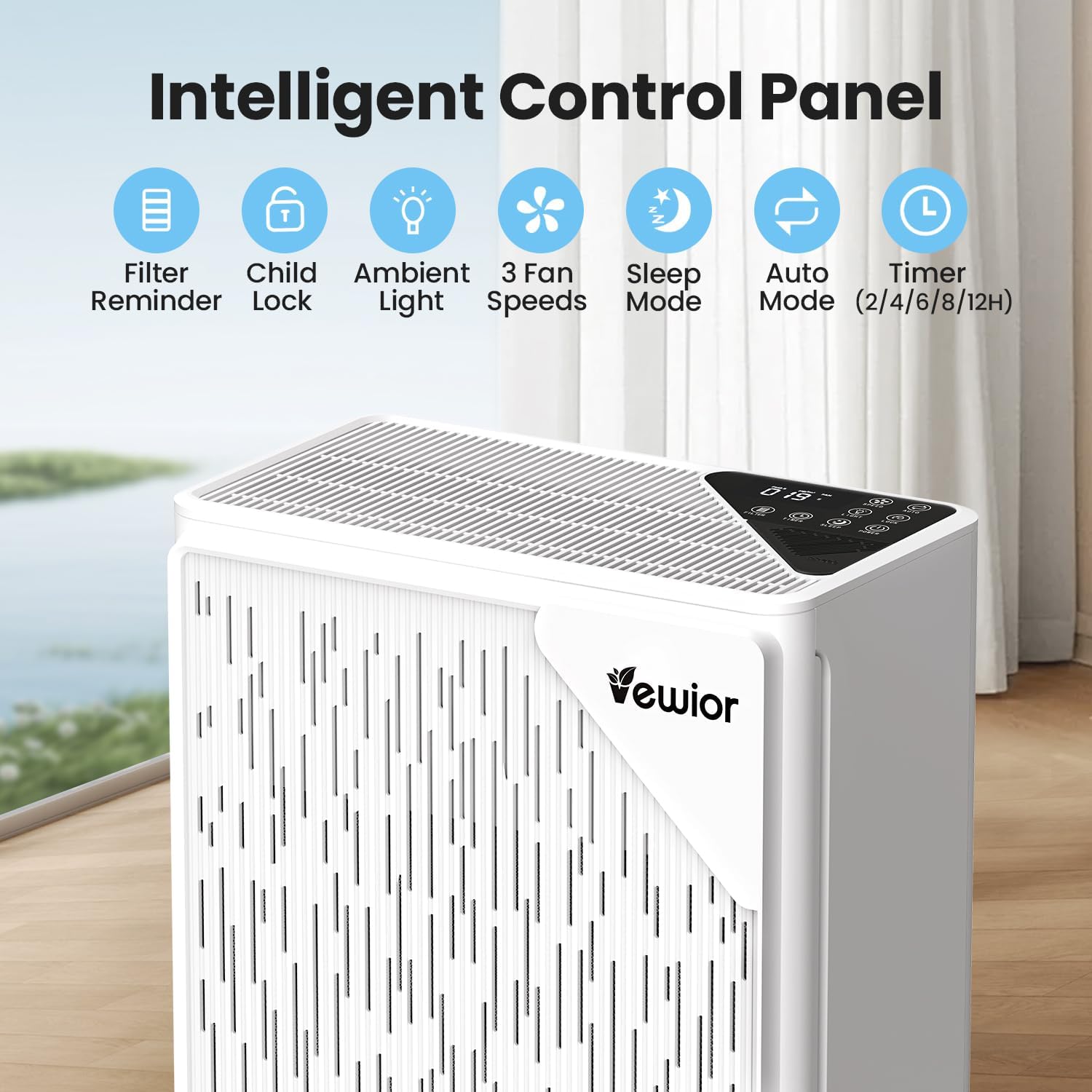 Air Purifiers for Home Large Room up to 2535ft², VEWIOR H13 True HEPA Air Cleaner for Bedroom with PM2.5 Display Auto Air Quality Sensor, Fragrance Diffuser for Wildfire Smoke Pet Hair Dust