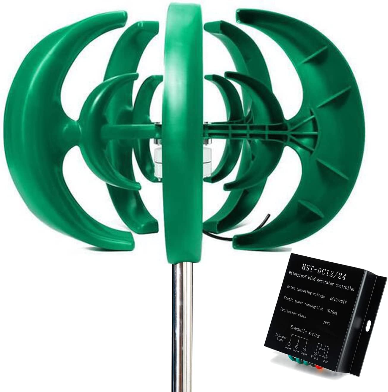 LiuSj JUnSt 8000W No Noise Lantern Wind Turbines Generator Kit,Vertical AC Wind Turbines Generator for Home Hybrids Streetlight Use (Green)