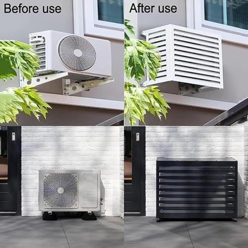 Aluminum Air Conditioner Privacy Fence, Mini Split Air Conditioner Cover for Outside Units, Suitable for Courtyard, Outdoor, Anti Theft(Black,110x60x80cm 43x24x31.5in)