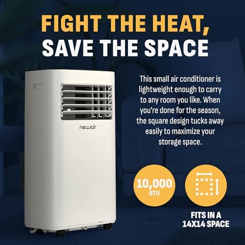 Newair 10,000 BTU Portable Air Conditioner (6,000 BTU DOE), Compact AC Design with Easy Setup Window Venting Kit, Self-Evaporative System, Quiet Operation, Dehumidifying Mode with Remote and Timer