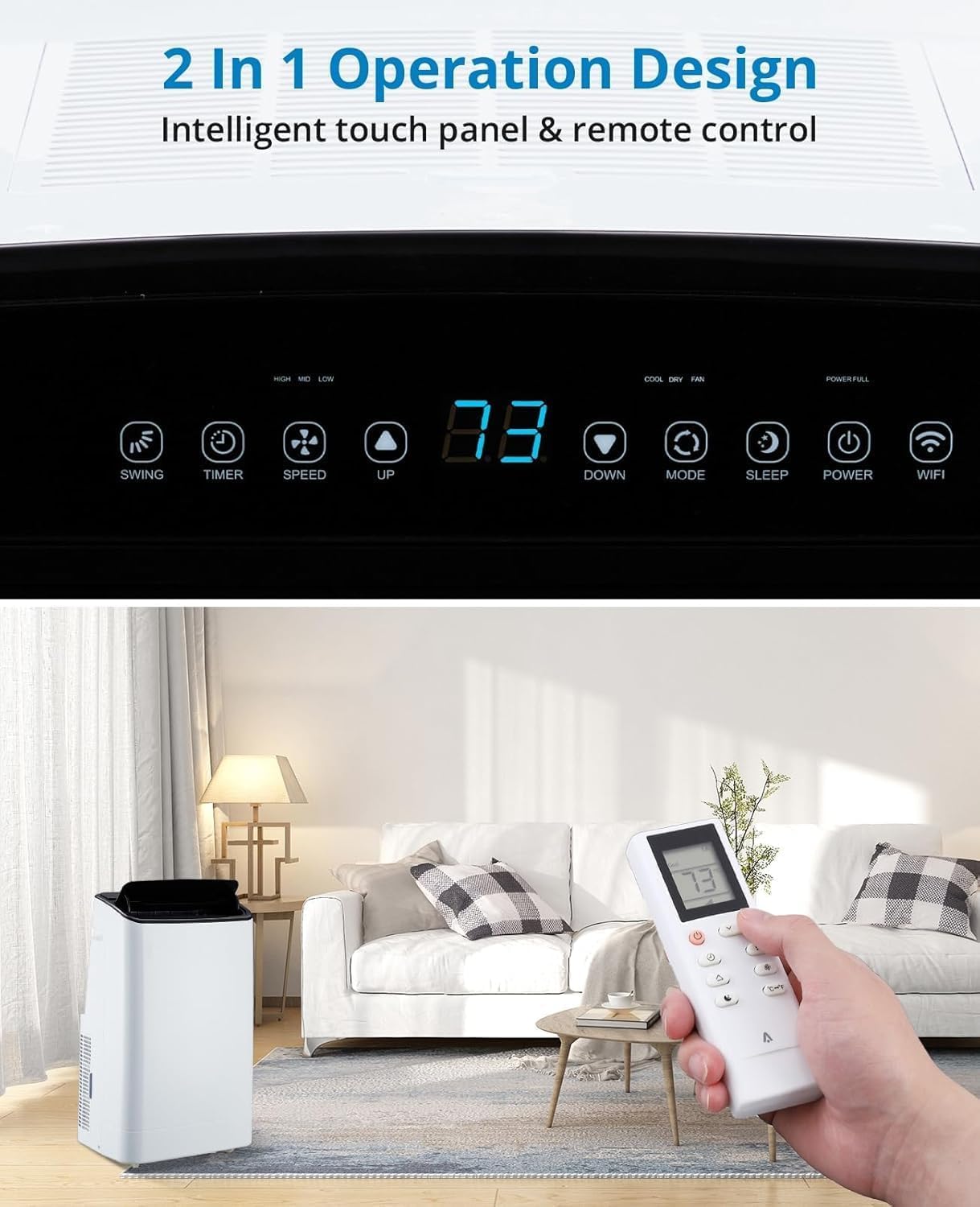 Portable Air Conditioners, 14000 BTU AC Unit for Bedroom, 3 in-1 with Fan & Dehumidifier, Touch/Remote, 24h Timer, Floor AC for Room Indoors