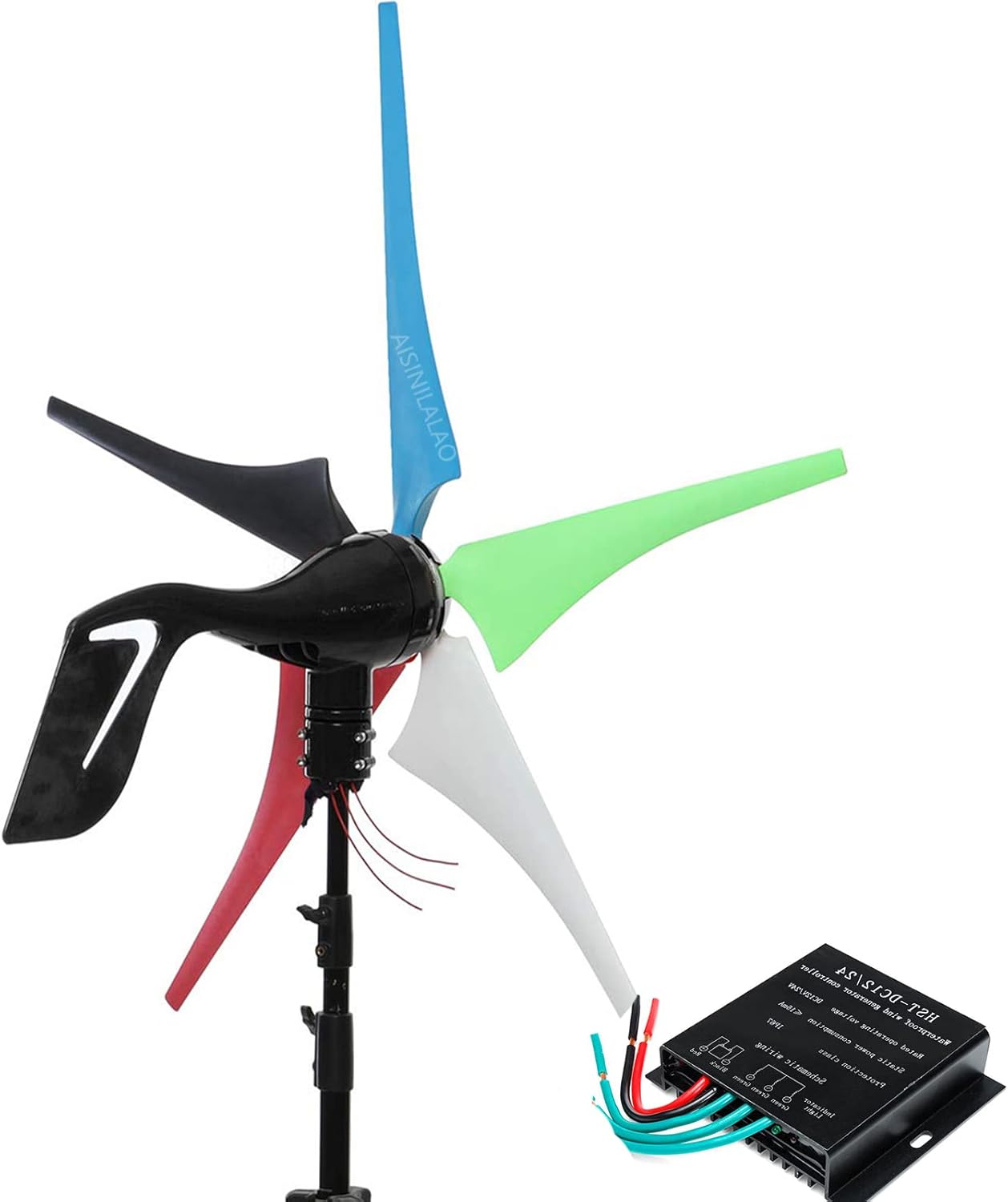 3000W Wind Generator Turbine Power 5 Blades 24V 48V 96V with Mppt/Hybrid Charge Controller for Yacht Farm Home Use(White 24V)