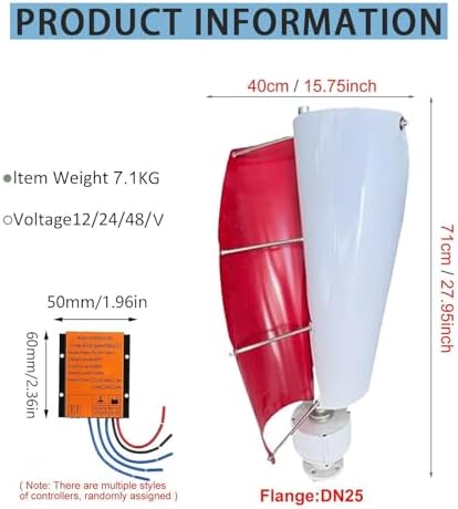 16000W Magnetic Levitation Vertical Wind Turbine Generator Kit with MPPT Controller for Home & Street Lighting - Efficient Renewable Energy Solution for Boats, 12V Teal