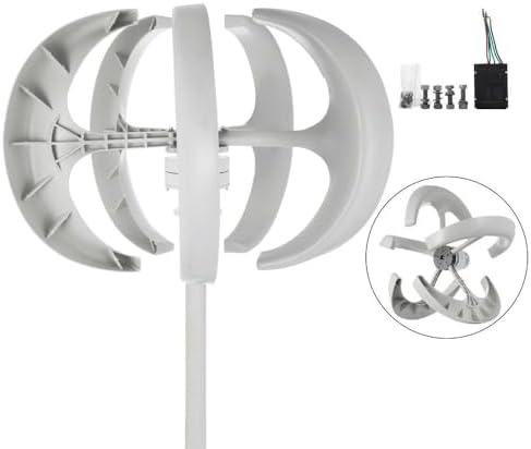 1200W Wind Turbine Generator Kit - Vertical 12V/24V Renewable Energy Solution for Home - Efficient Electricity Production - Eco-Friendly Wind Power System, White