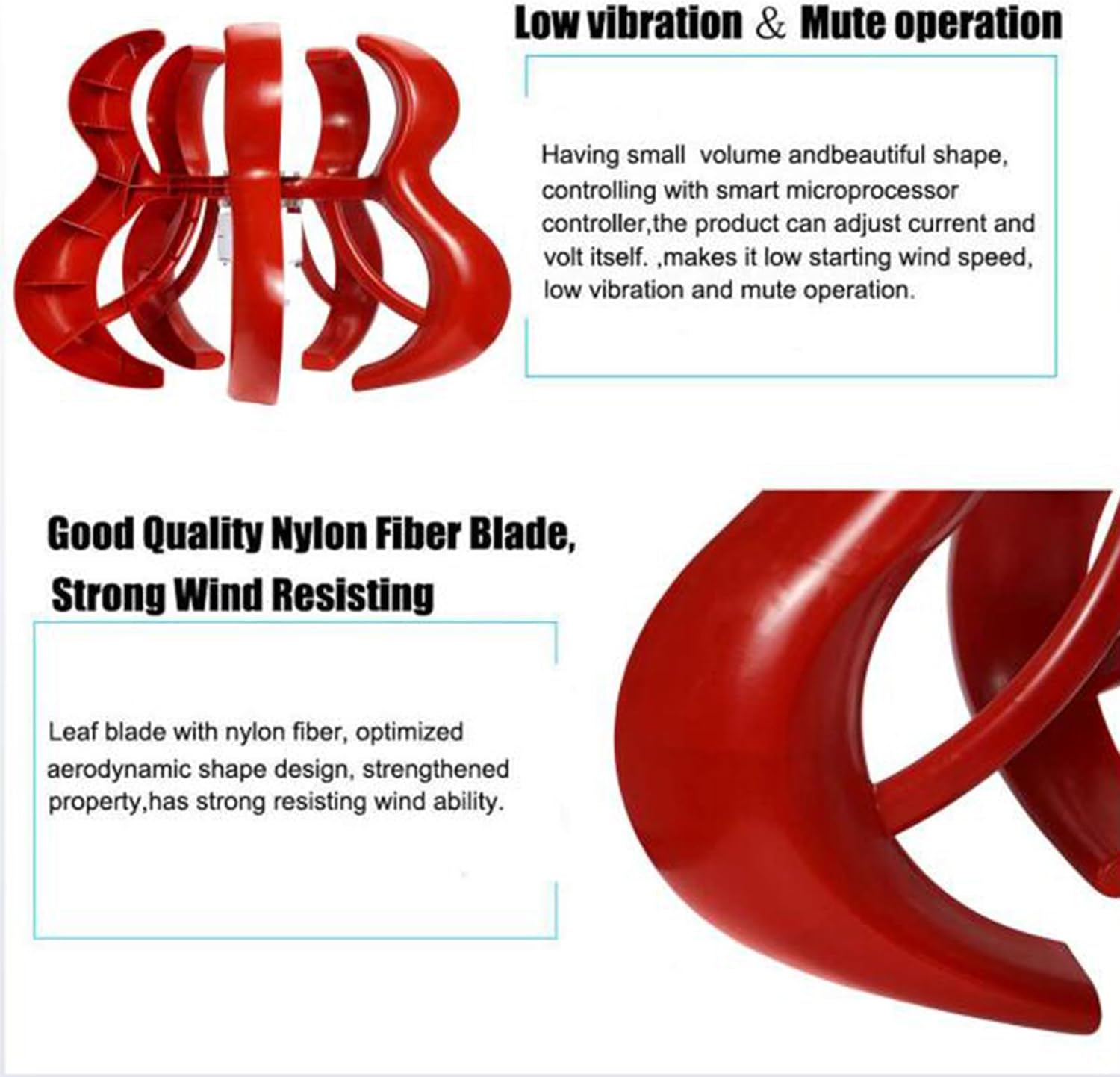 14000W Energy Generator Wind Power Kit, Free Energy Windmill 12V -220V 3 Phase Wind Power with Controller for Boat Outdoor,12V(Red)