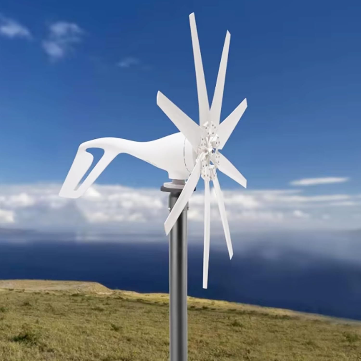 Horizontal Wind Turbine 12V 24V 48V 12000W with MPPT Controller 8 Blades Wind Turbine Generator 220V for RV Boat House Wind Generator