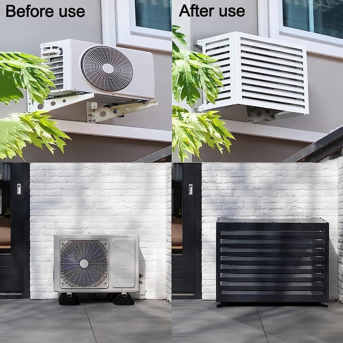 Air Conditioner Fence Screen Outdoor Flower Rack Aluminum Alloy Conditioning Cover For Outside Units Metal Plant Stand Privacy Screen 39.4*19.7*27.5/43.3*23.6*31.5in ( Color : Gray , Size : 110x60x80c