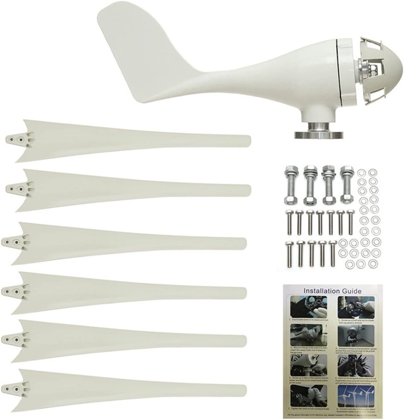 Wind Turbine, 6000W Small Home Wind Turbine Generator Windmill Fit for Street Lamps,Monitoring Boat Free 10kw 10000W WithController(White,with Controller_48V)