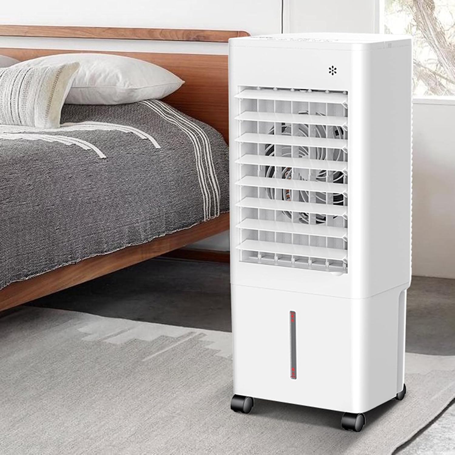 Evaporative Air Cooler Air Conditioner Fan Room Cooler with 2 Ice Trays,Evaporative Coolers for Home Office,Cooler Fan with Universal Wheel,6.5L Water Tank-Remote Control A