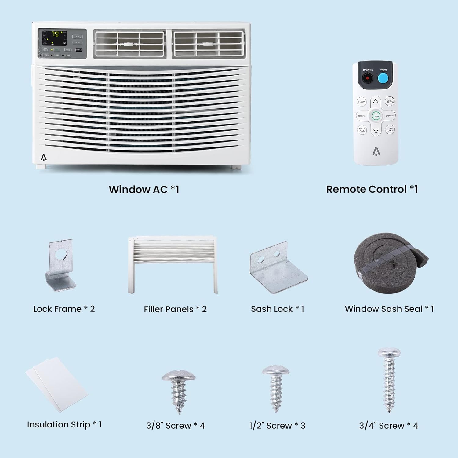 8000btu Window Air Conditioner Fast Cooling 350 Sq.ft., Indoor Ac Unit With Remote Control, Wi-Fi Enabled, 115V Mini Air Conditioner For Bedroom With 3 Cooling Modes, Fans Speed, Drying