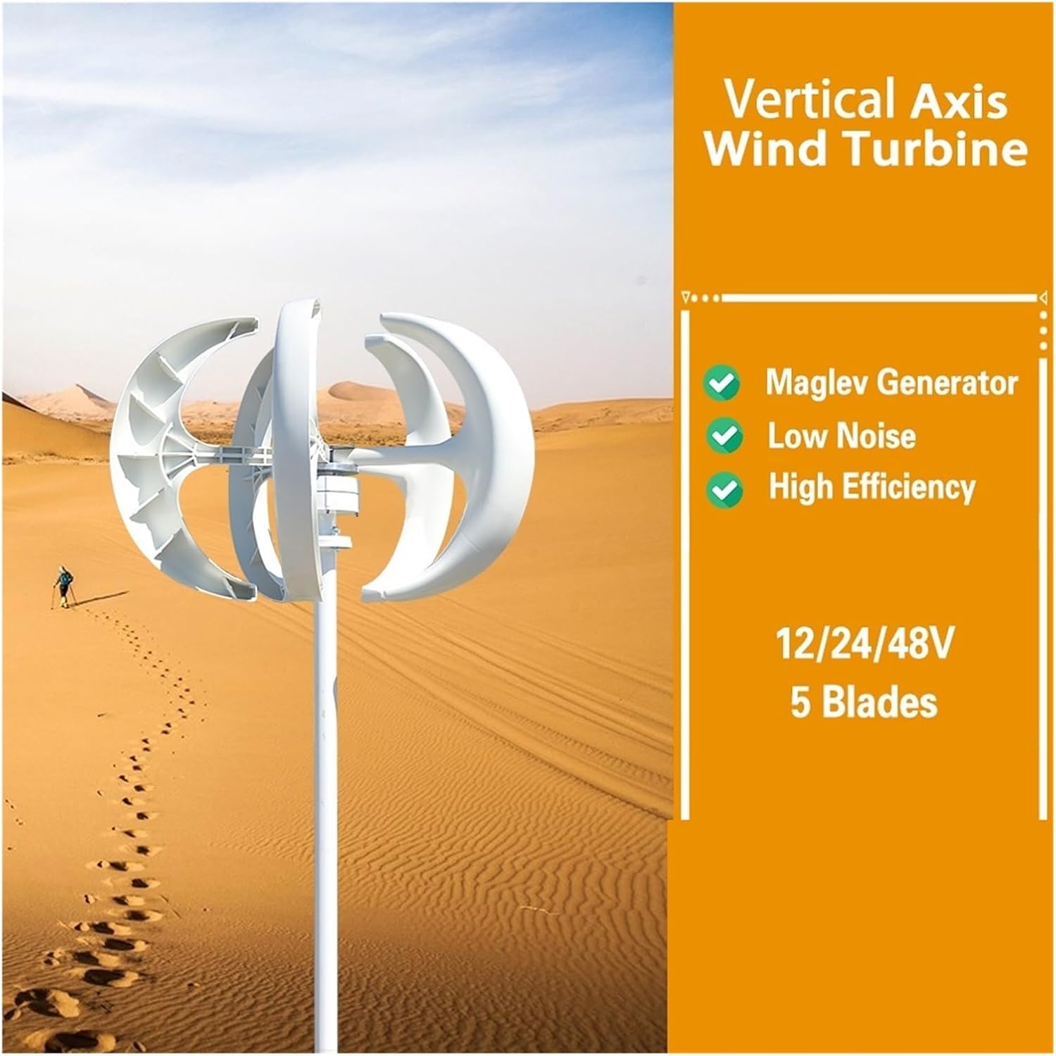 1000W 2000W 3000W Vertical Wind Turbine 12v 24V 48V Vertical Axis Wind Generator Small Windmill Industrial Energy(White,24V_1000W)