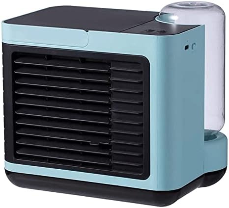 Portable Air Conditioner, Personal Evaporative Cooler & Humidifier, USB Rechargeable Desktop Cooling Fan, for Bedroom,Dorm,Travel (Color : Blue)