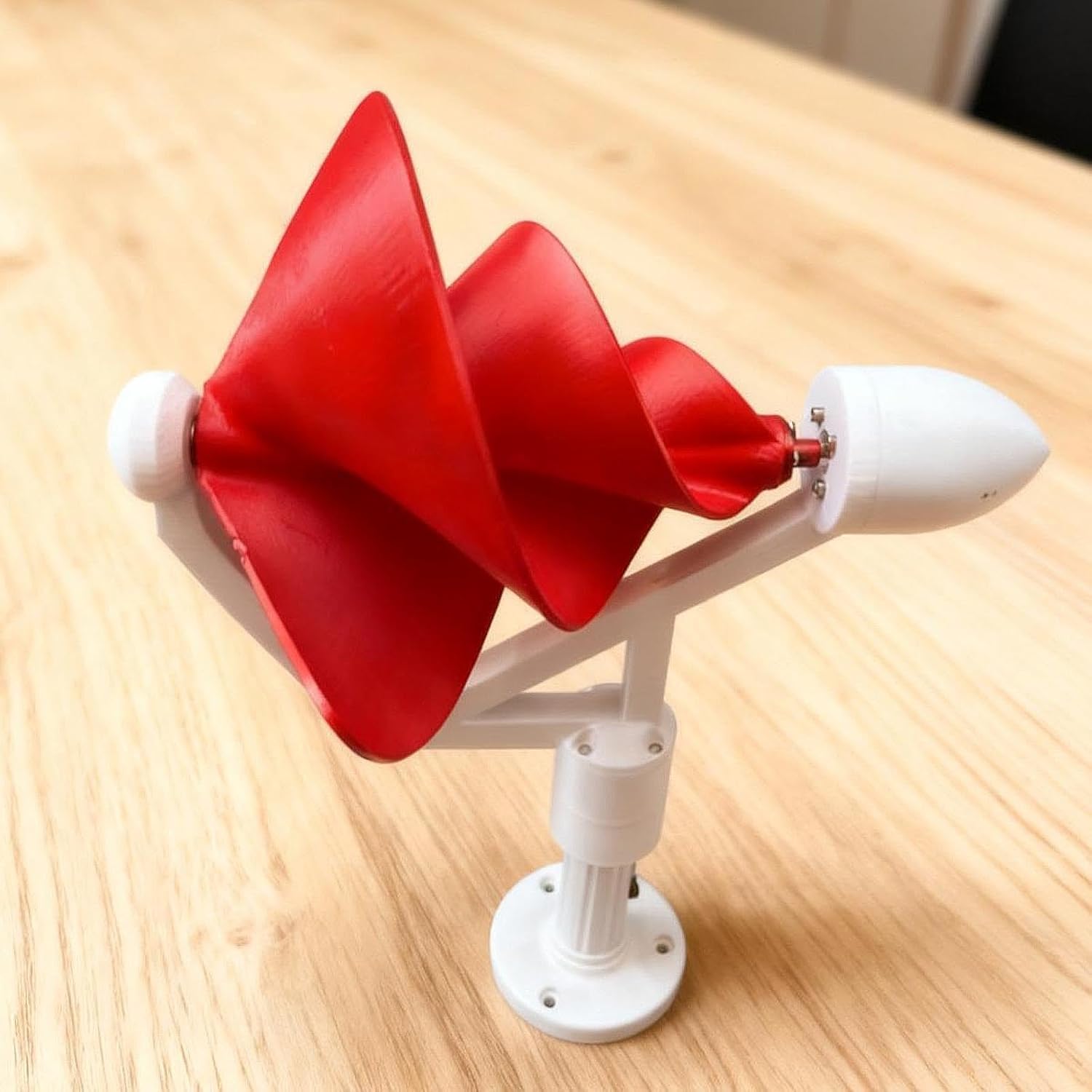 Wind Generator Spiral Vertical Wind Generator Three-Phase Brushless Motor PP for Workshop, Terrace, Garden, Red