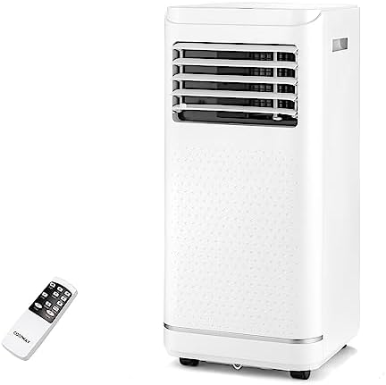 KOTEK Portable Air Conditioner for Room up to 250 Sq. Ft, 8000 BTU 3-in-1 AC Unit for Bedroom with Dehumidifier/Fan/Cool/Sleep Mode, Child Lock/Remote, Portable AC for Home Office (White-8000BTU)
