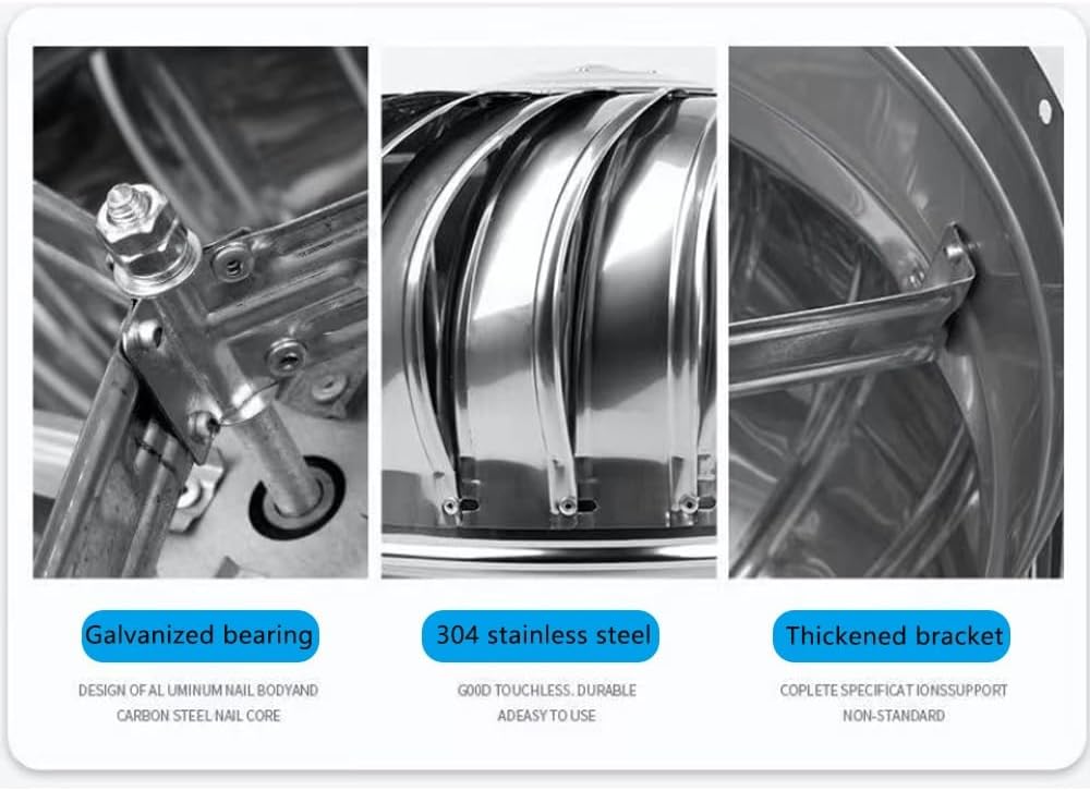 Stainless Steel 304 Roof Wind Turbine Rotating Non Power Ventilator Cap 4/6/8/10/12/18/24 Inch Rainproof Exhau