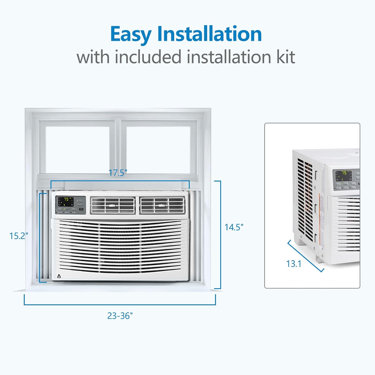 10,000 BTU Window Air Conditioner, Window AC Unit, Cool Up to 450 Sq.Ft. 115v, 3 Cooling & Fan Speeds, Quiet Operation with Remote Control, Auto Restart,